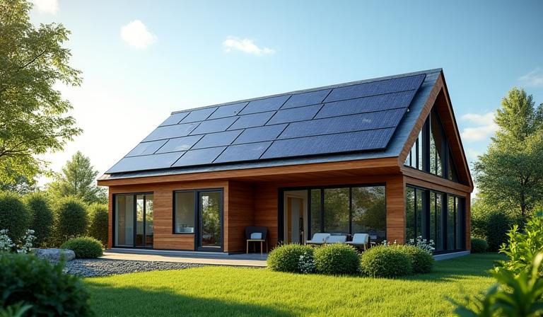 Maison éco-responsable avec panneaux solaires